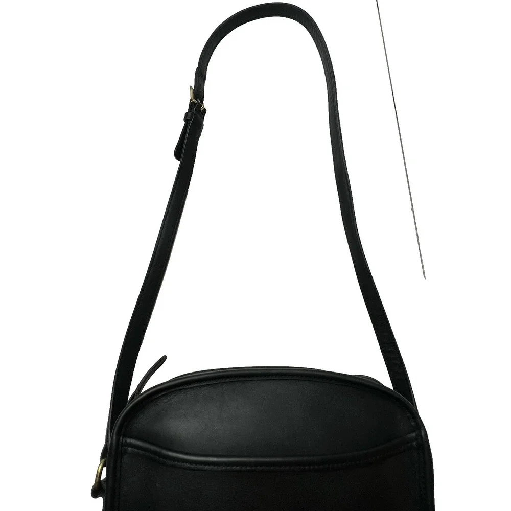 VTG Coach Metropolis Zip Bag 9087 Black Leather Brass Crossbody Y2K